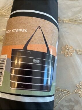 Coastal Culture Black Striped Tote Bag - Black